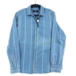 Mavi Striped Denim Button Down Men L 100% Cotton Blue M0210715-18790
